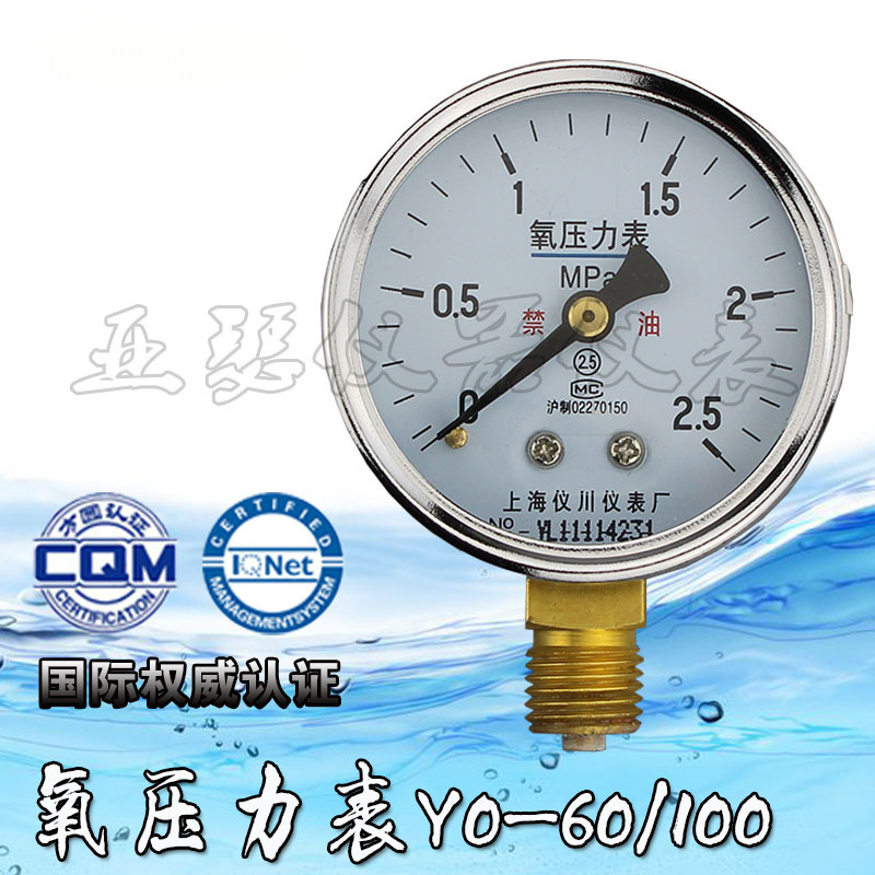 氧压力表 YO-60 YO-100 YO150 2.5 25mpa 禁油压力表 氧气减压阀