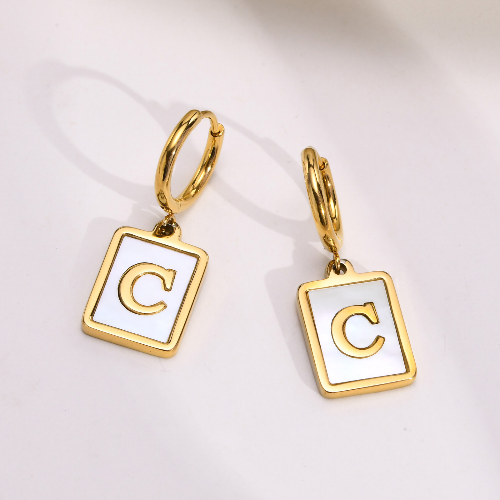 Simple Style Letter Stainless Steel Plating Dangling Earrings 1 Piece
