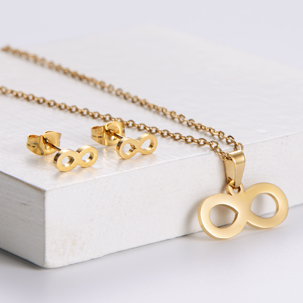 Simple Pig Nose Clavicle Chain Earrings Set Wholesale Nihaojewelry