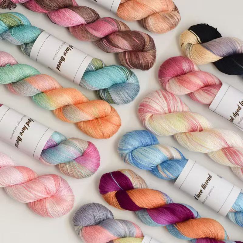 Cross-Border Gradient Lace Hand-Dyed Rainbow Yarn DIY Handmade Sweater Knitting Summer Baby Hat Shawl Cross-Border Gradient Lace Hand-Dyed Rainbow Yarn DIY Handmade Sweater Knitting Summer Baby Hat Shawl
