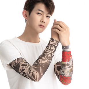 Outdoor Sun Protection Sleeves, Summer Cycling Tattoo Flower Arm Sleeves, Seamless Sewn Ice Sleeves, Arm Arm Guards, Tattoo