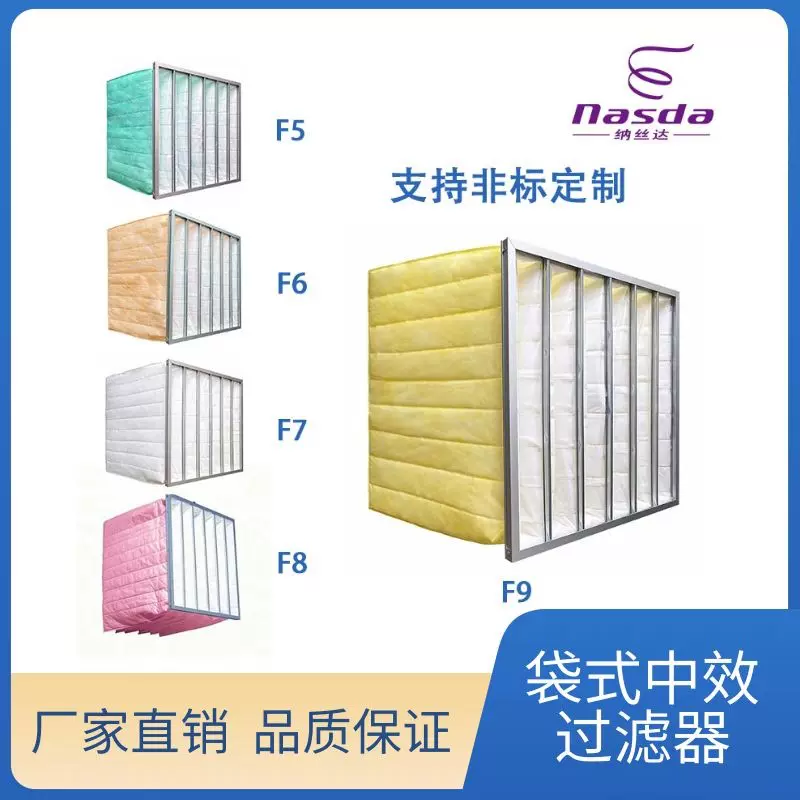 空调箱高容尘中效过滤袋空气过滤袋除尘袋F5F6F7F8F9袋式过滤器