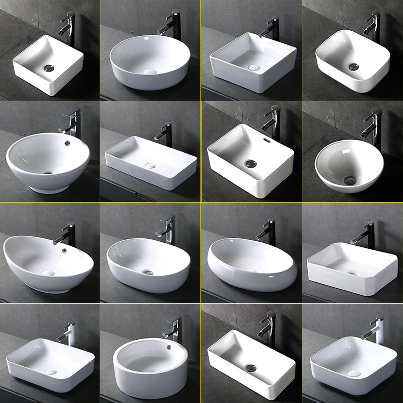 Small Size Balcony Washbasin, Ceramic Washbasin, Bathroom Countertop Basin, Square Basin