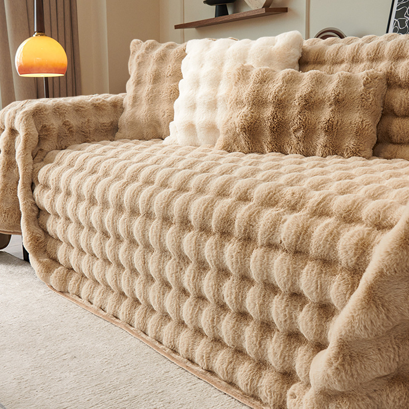 Todo incluido nuevo sofá de otoño y invierno para gatos cubierta de conejo peluche grueso cálido sofá cubierta toalla cojín manta sala de estar