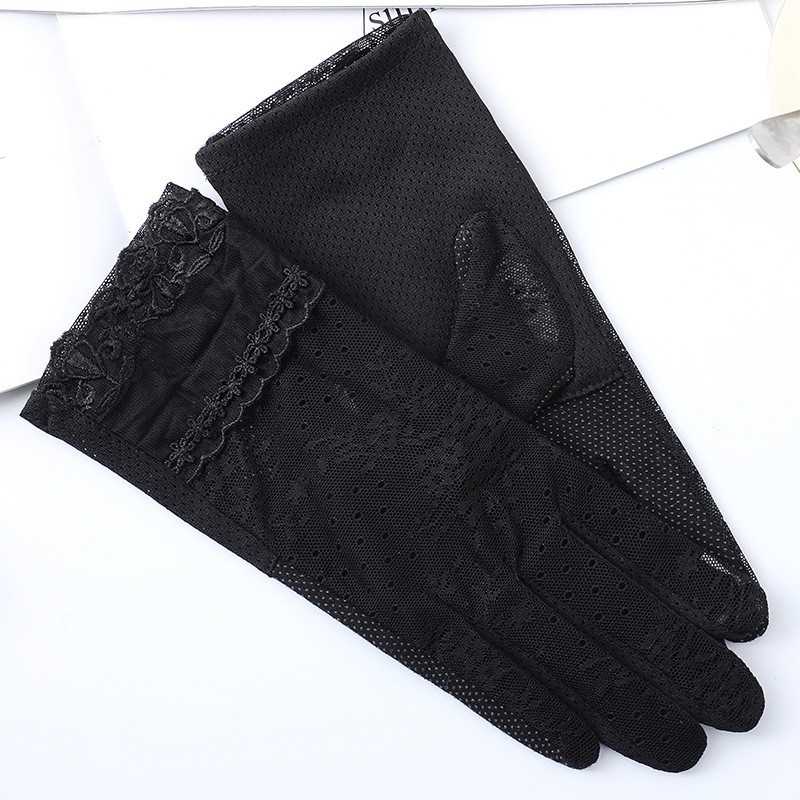 Guantes de protección solar de primavera y verano guantes de pantalla táctil de encaje conducción de las mujeres transpirable al aire libre protección solar guantes de equitación