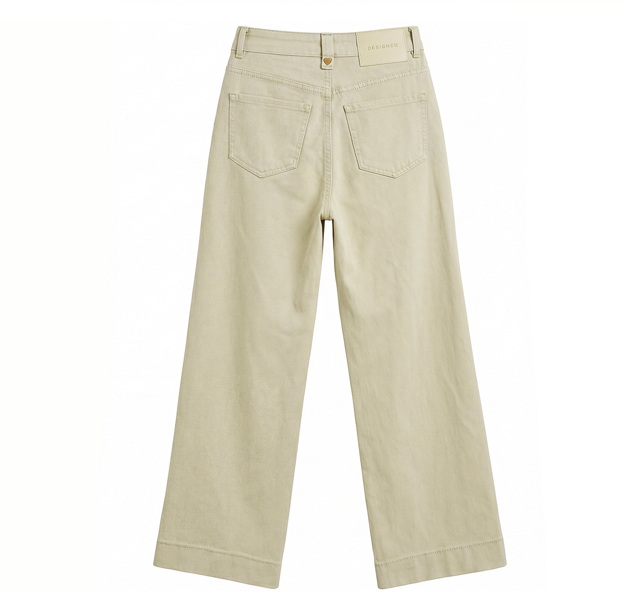 Quần jean nữ ống rộng cạp cao vải denim co giãn 4 chiều, phong cách vintage, dáng suông thoải mái — màu kaki chi tiết 27