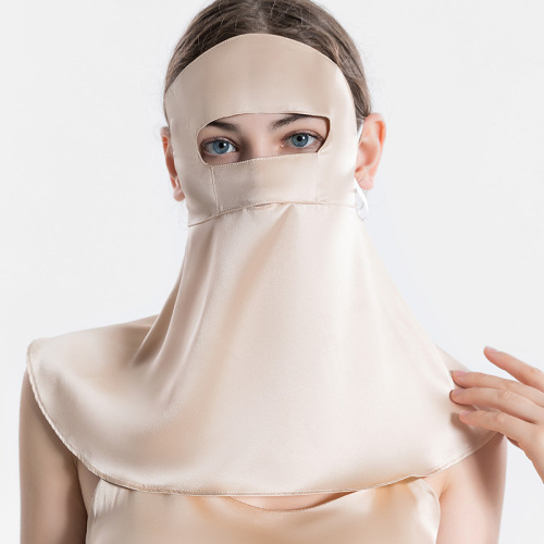 Summer silk sunscreen mask UV protection mulberry silk enlarged neck guard sunshade cycling breathable veil for women
