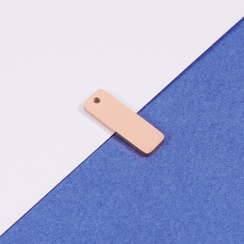 1 Piece Quantity 1 Piece 6 * 18mm 304 Stainless Steel PVD Coated Real Gold Plated Customization Laser Engraving Solid Color Polished Pendant DIY Jewelry Accessories