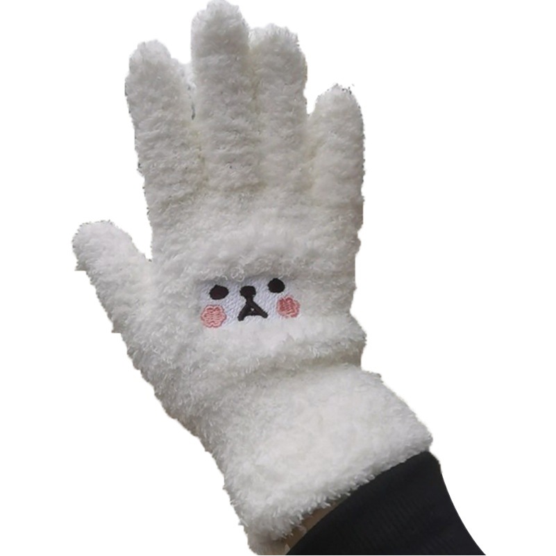 FUENTE fábrica al por mayor oso bordado lindo estudiante de dibujos animados engrosada invierno las mujeres calientes guantes punto felpa