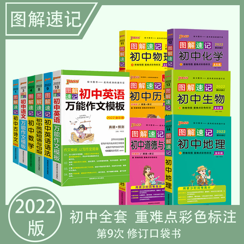 2022版 圖解速記 初中七至九年級通用 口袋書 全彩版 標注重點