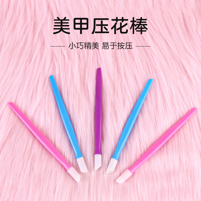 Cross-border nail art pressing stick double-headed nail cleaning stick plastic nail pick sticker pushing stick