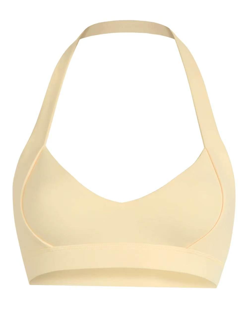 Transfronterizo desnudo cuello colgante yoga de tres piezas conjunto de forma correr fitness con cojín de pecho bra pantalonés bra