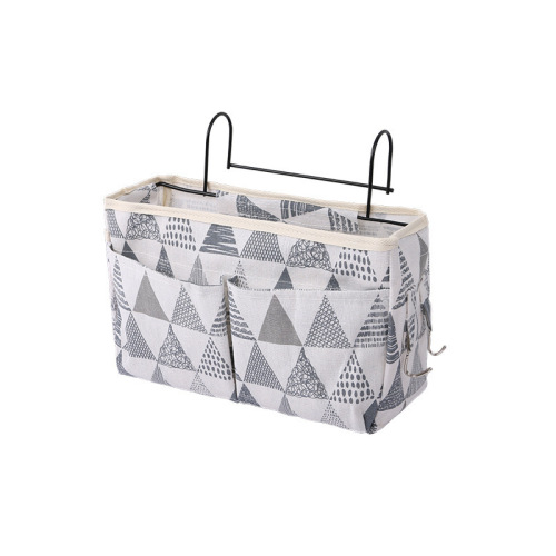 Dormitory college student bedside storage hanging bag canvas storage basket cotton and linen fabric Nordic style bedside storage hanging basket
