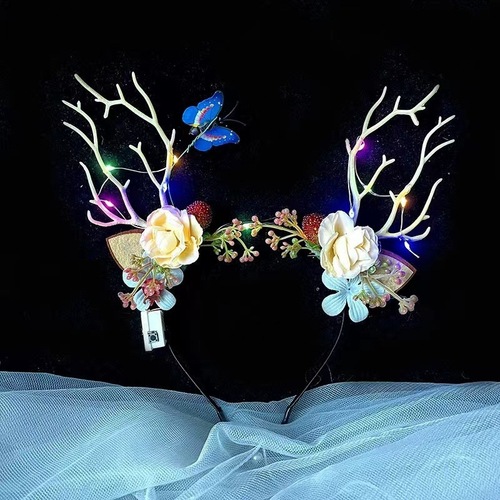 Summer new style deer antler headband super fairy light up photo internet celebrity cute hair accessories night market stalls scenic spot street stalls wholesale