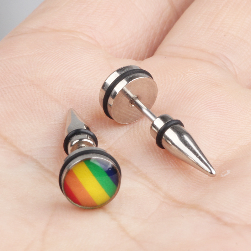Fashion Rainbow Alloy Plating Unisex Ear Studs 1 Pair display picture 3