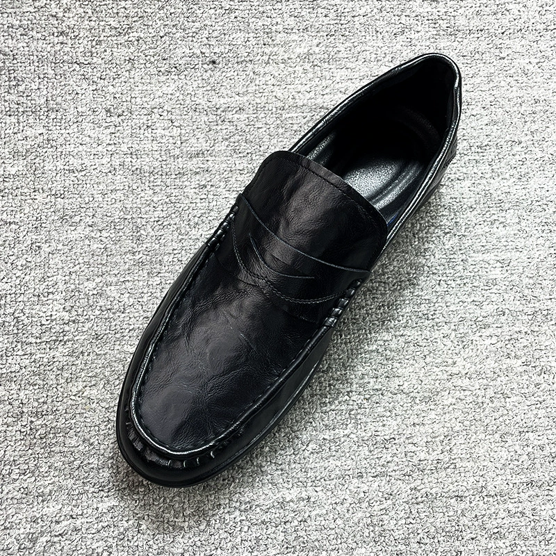 Мужские повседневные мокасины-лоферы весна 2025, популярная модель, плоские, без застежек, универсальные