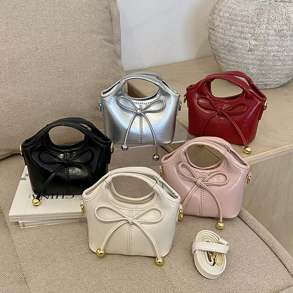 Cross-border bowknot handbag for women, niche light luxury, stylish and versatile, fashionable lipstick bag, shoulder and crossbody bag, trendy children's bag