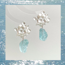 夏日新款清新甜美天然石绿水晶花朵耳环度假风写真耳饰工厂供应链
