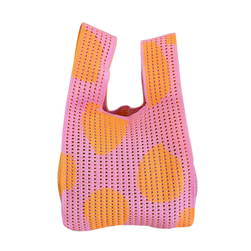 Estilo coreano nicho diseño moda hueco pequeña flor de punto bolso de mano estudiante de gran capacidad bolso de las axilas bolso de las mujeres