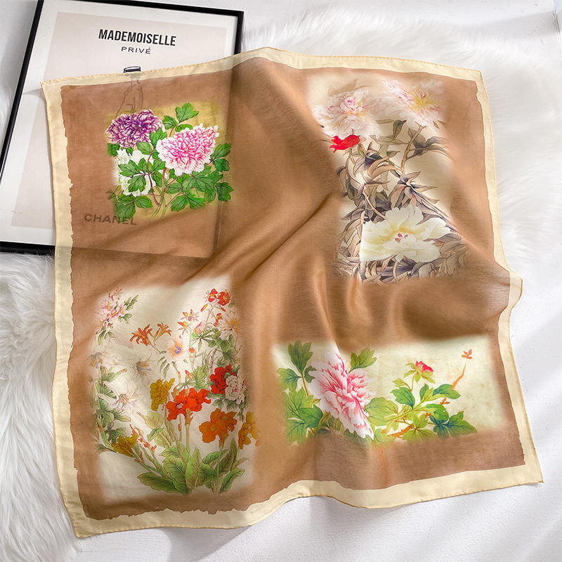 Premium Mulberry Silk Cotton Blend Scarf For Women - Spring Lightweight Artistic Silk Blend Shawl Wrap - Thumbnail 8