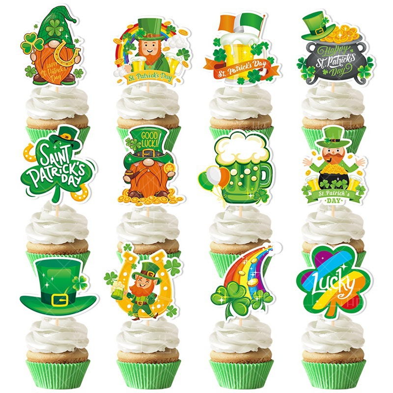 Nueva decoración del día de San Patricio pastel plug-in irlandés vacaciones atmósfera decoración pastel decoración tarjeta inserción