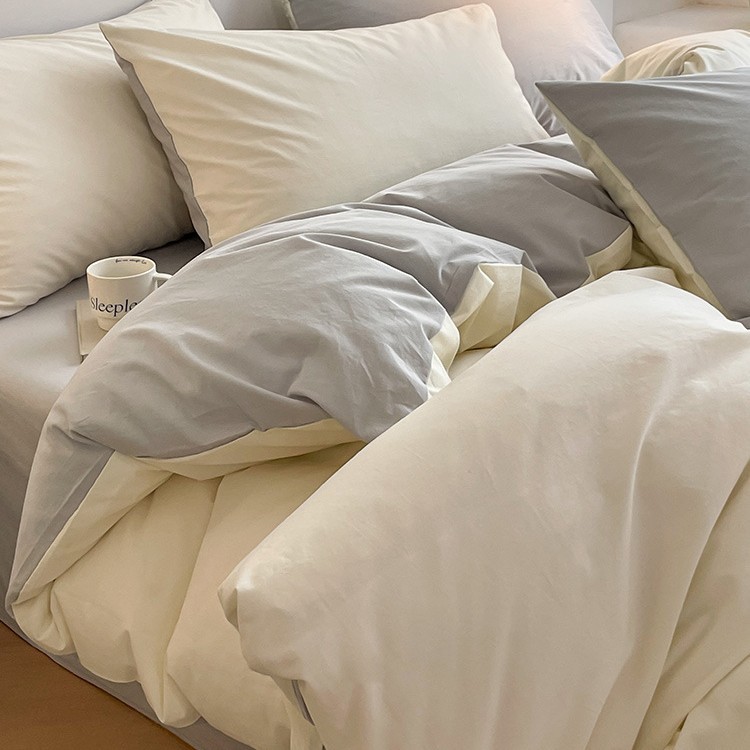 Juego de cuatro piezas de algodón 100 cama de dormitorio de algodón de tres piezas sábanas, edredón, funda de edredón, funda de edredón, cama individual para niños 4