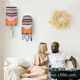 复古木质帽子架进门玄关钥匙衣帽收纳架壁挂式棒球帽储物架挂衣架