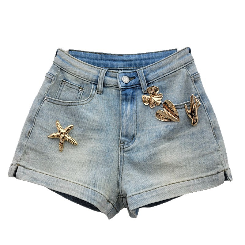Pantalones Cortos de Mezclilla A-Line para Mujer Cintura Baja image 5