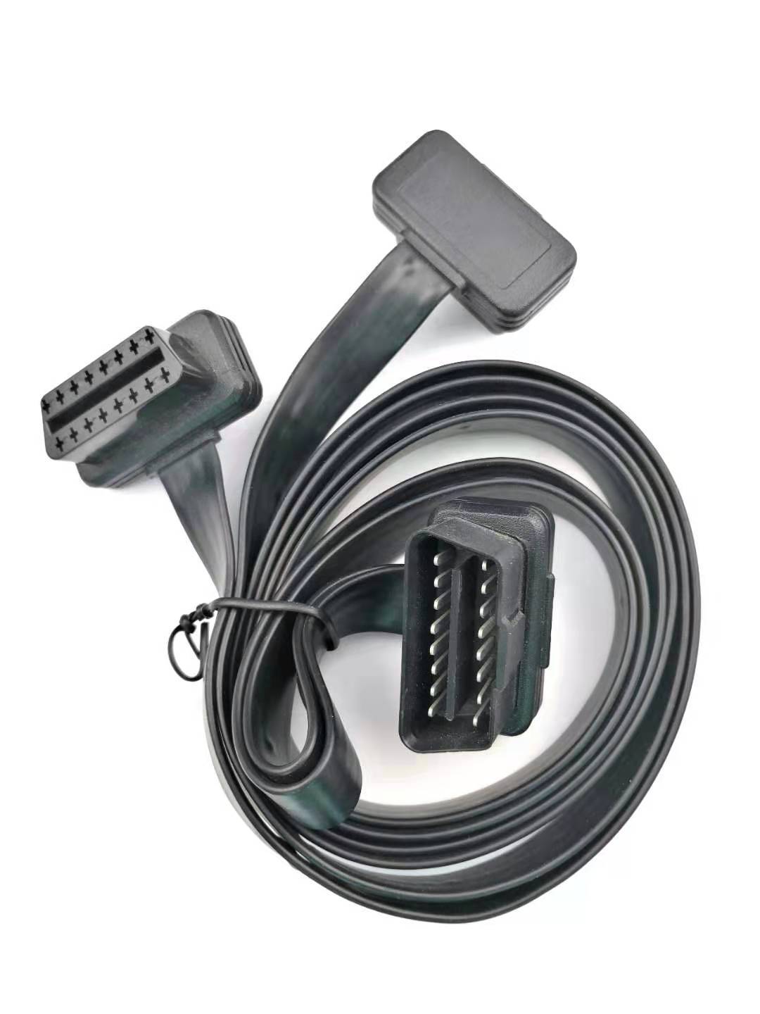 OBD2汽车检测仪 连接线 延长线 一拖二 一拖一圆线扁线诊断器