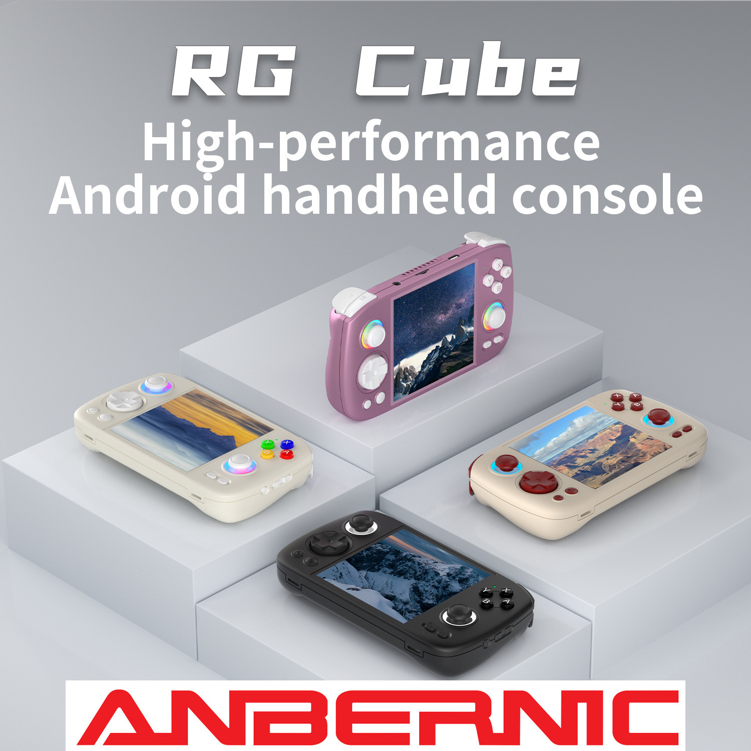 ANBERNIC安伯尼克RGCube方屏掌上游戏机串流摇杆氛围灯RGB怀旧风