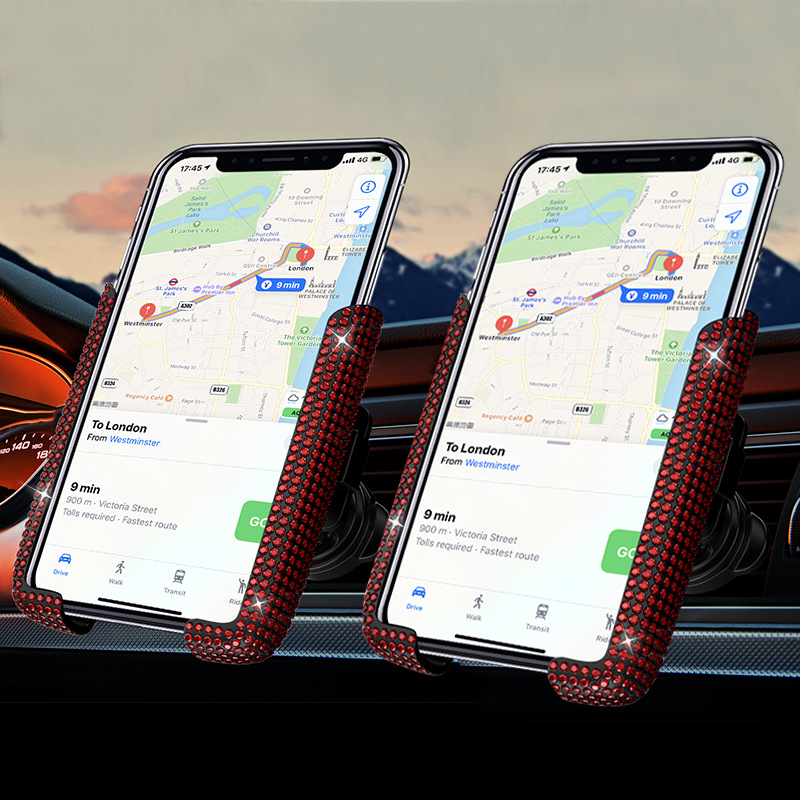 Yeni elmas kaplı araba hava çıkışı cep telefonu tutucu toptan araba navigasyon tutucu kadınlar için yerçekimi cep telefonu tutucu