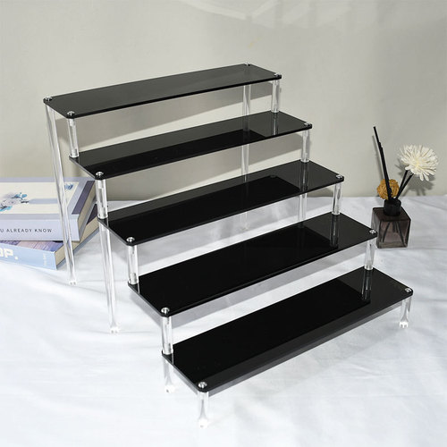 Factory Wholesale Black Acrylic Stair Step Model Handheld Display Rack Figure Peppa Pig Blind Box Jewelry Storage Rack