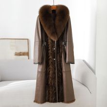 工厂现货2025冬款狐狸毛领皮草外套水貂毛门襟内里兔皮毛一体大衣