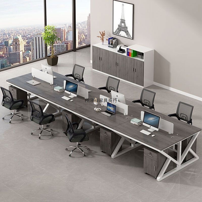 Staff Office Desk and Chair Set, Office Computer Desk, Simple Modern Four-Six Workstation Partitioned Office Staff Desk Staff Office Desk and Chair Set, Office Computer Desk, Simple Modern Four-Six Workstation Partitioned Office Staff Desk