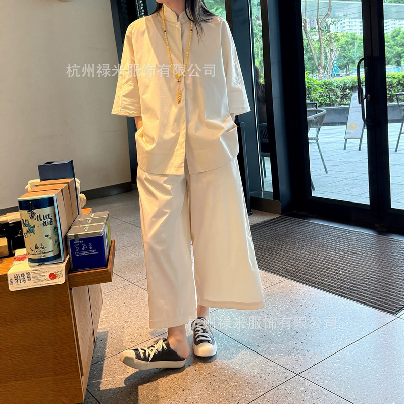 The Aesthetic Value of Wearing a Complete Set of Clothes in Summer Is so Good! Poplin Cotton Shirt and Cropped Wide-Leg Pants Set, Available for Dropshipping The Aesthetic Value of Wearing a Complete Set of Clothes in Summer Is so Good! Poplin Cotton Shirt and Cropped Wide-Leg Pants Set, Available for Dropshipping