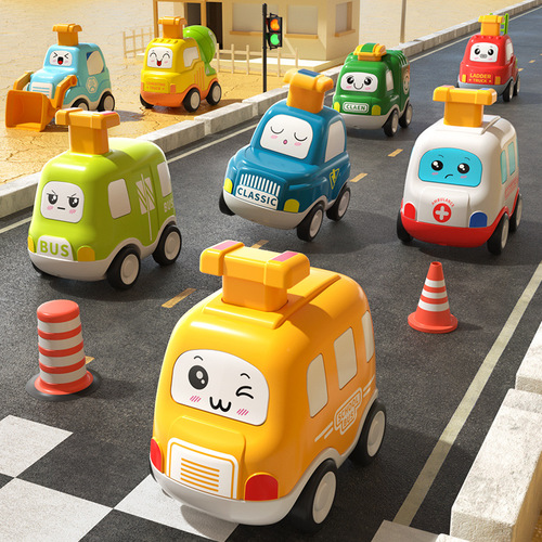 Creative Inertia Cartoon Spring Collision Bumper Car Fun Ride Police Car Ambulance Car Children's Toy June 1st Gift