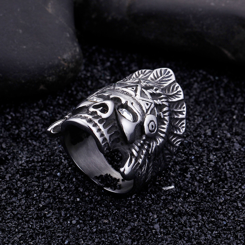 Punk Star Skull Titanium Steel Plating Men's Rings display picture 4