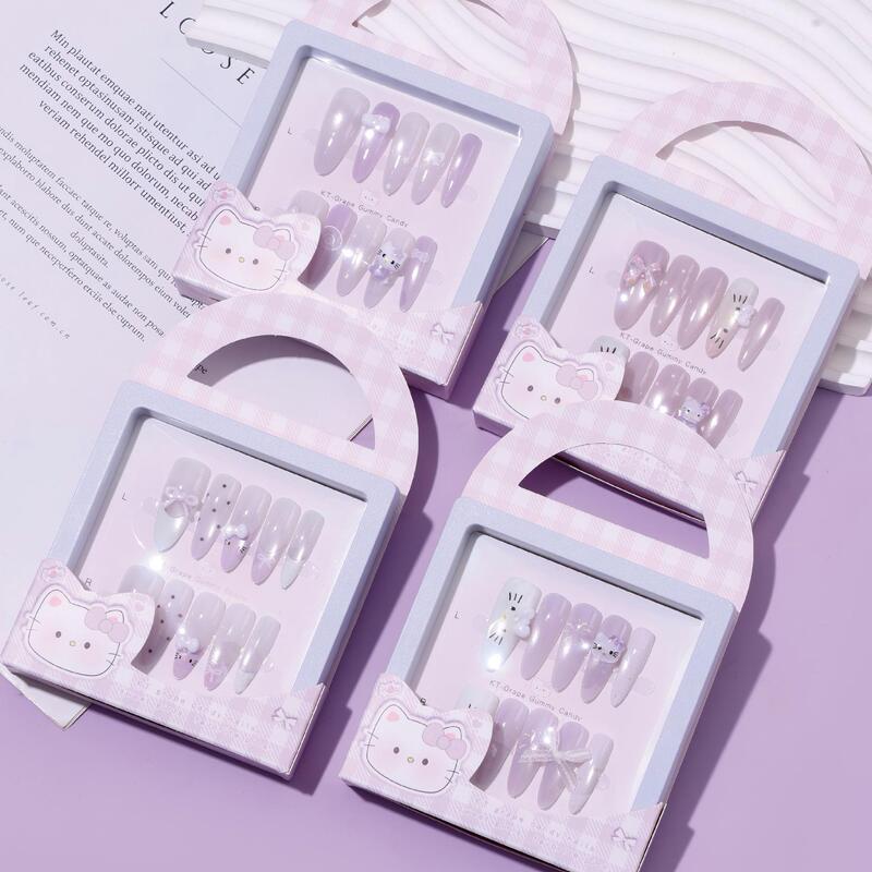 Popular Kitty Cat Original Purple Pure French Almond-Shaped Cat-Eye Press-On Nails with Jelly Glue Popular Kitty Cat Original Purple Pure French Almond-Shaped Cat-Eye Press-On Nails with Jelly Glue