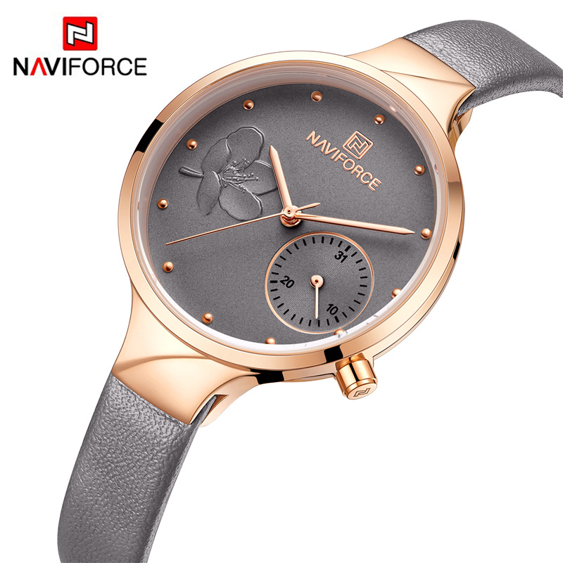 NAVIFORCE Lingxiang 5001 reloj de mujer estudiante coreano simple impermeable calendario reloj de cuarzo reloj de personalidad