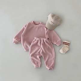 2024春秋季新款婴幼儿宝宝运动套装男女中小童纯棉休闲宽松两件套