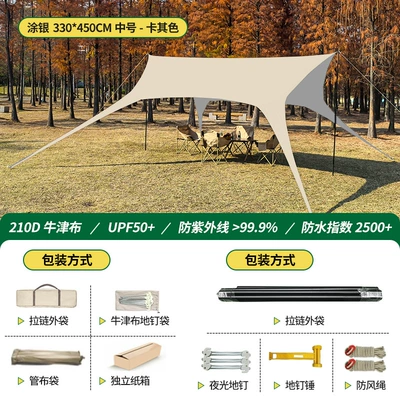 Thickened Black Vinyl Avtomobil yan çətirləri - silver-coating3-45m-hammer-aluminum-buckle-wind-rope-luminous-ground-nails-19-poles-24m