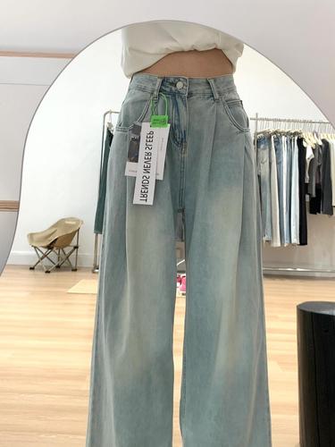 Women's High-Waisted Loose Straight Leg Blue Jeans for Autumn, New Wide Leg, Plus Size, Comfortable and Slimming Pear Shaped Figure