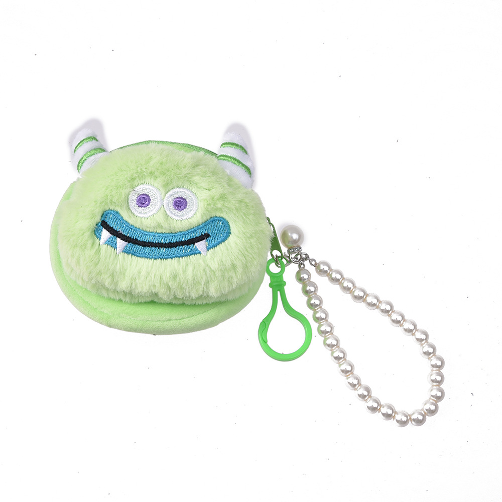 Bolso de cambio, bolso de peluche moderno, bolso de perla portátil compacto, bolso de almacenamiento de chicas, dibujos animados lindos