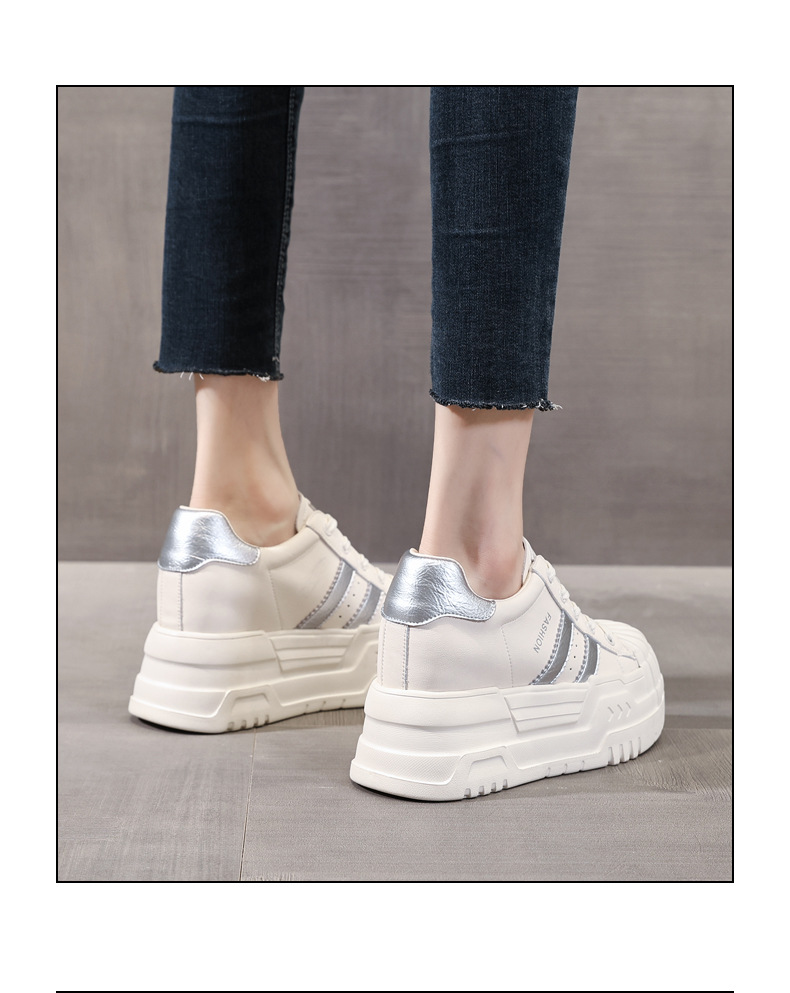 Giày sneaker nữ đế dày độn cao bên trong, phối màu be dễ phối đồ, form chunky thoải mái — Màu be chi tiết 16