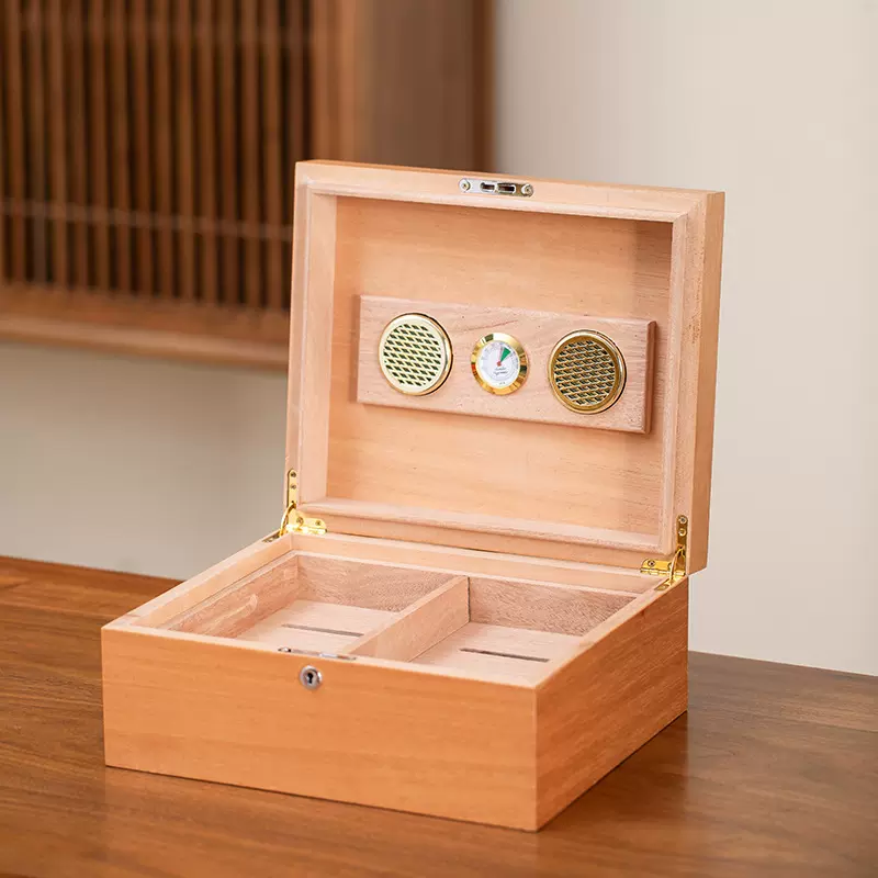 木质雪茄保湿收纳盒精美实木雪茄收藏手工雪茄加湿盒反盖木盒定制