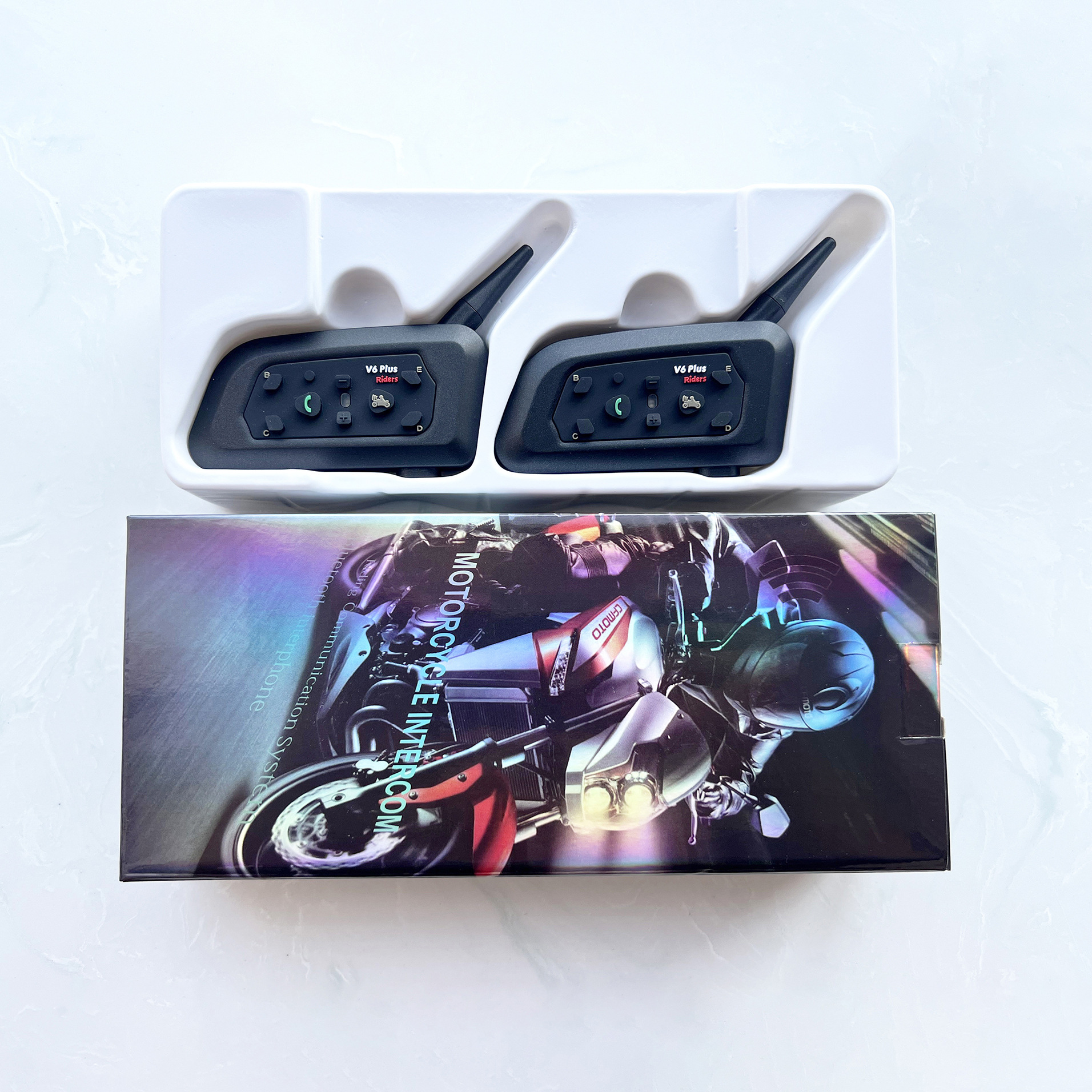 Cross-Border Popular Motorcycle Helmet Bluetooth Headset V6Pro/V6Plus 1500m with Real-Time Network Intercom and Noise Reduction