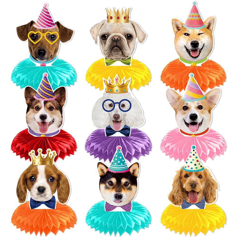 Nueva mascota perro tema fiesta de cumpleaños decoración panal decoración perro fiesta decoración de escritorio