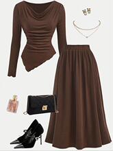 Z 46888 Asymmetric Waist Top and Skirt Set �ް��������b