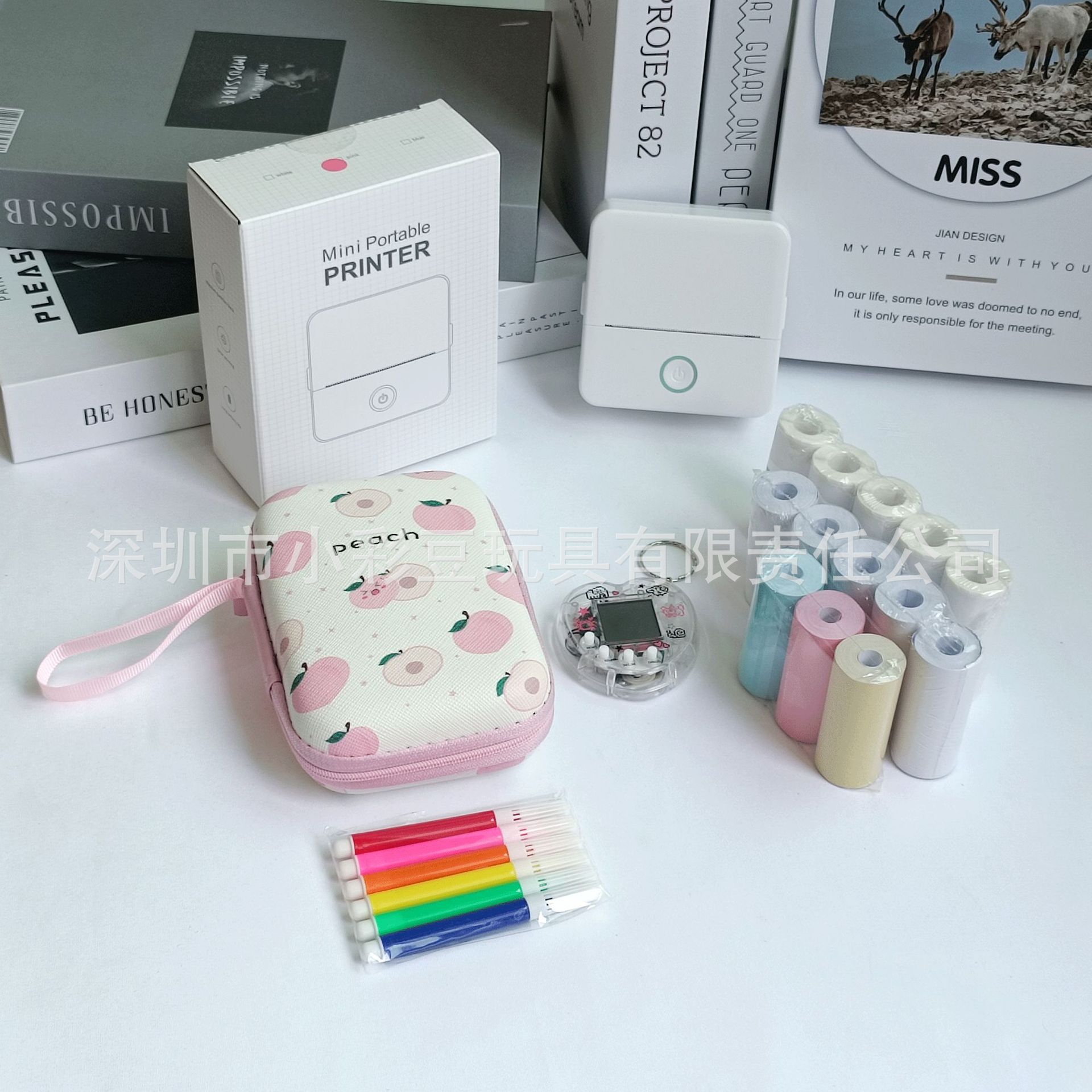 X6 흰색 + 감열지 5개 + 접착지 5개 + 색종이 3개 + 색펜 + 가방 + 전자 애완동물