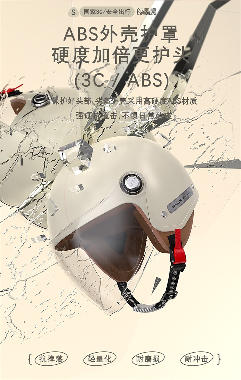 3C Certified New National Standard Electric Vehicle Motorcycle Summer Transparent Electric Scooter Half Helmet Men's All-Season Safety Helmet